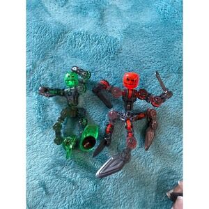 Stikbot Lot of 2 Red Green Translucent Articulated Action Figures Stop Motion